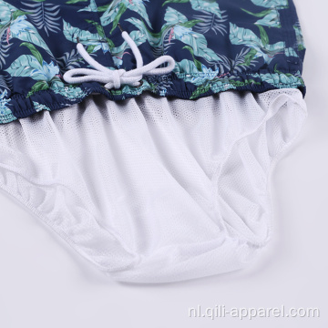 Blauwe aangepaste sublimatie zwembroek mannelijke strandshorts